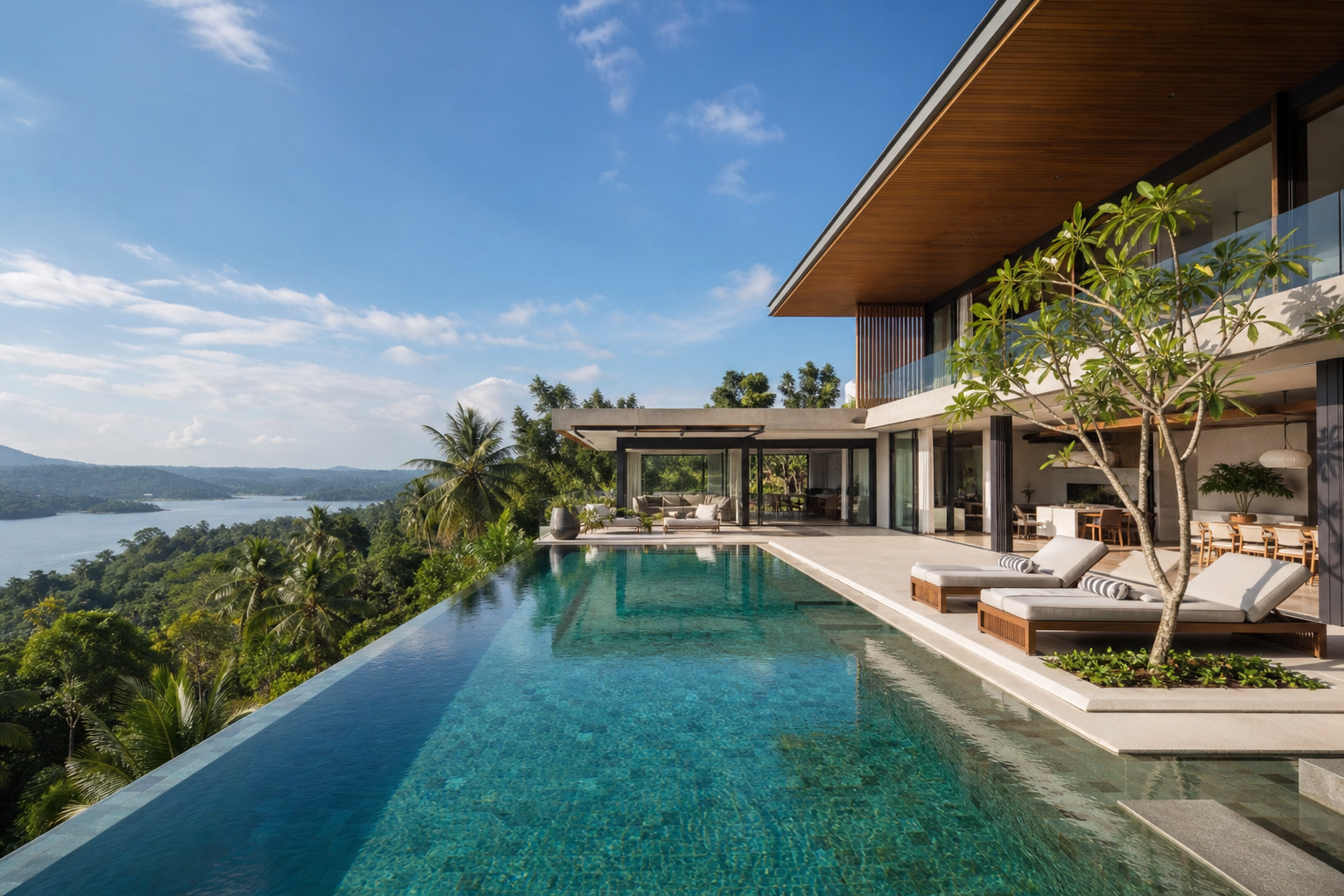 Luxury residence with terrace and water views
